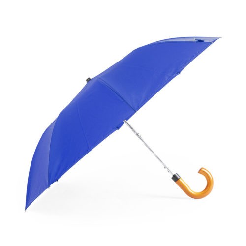 Paraguas plegable ecológico mango madera azul royal