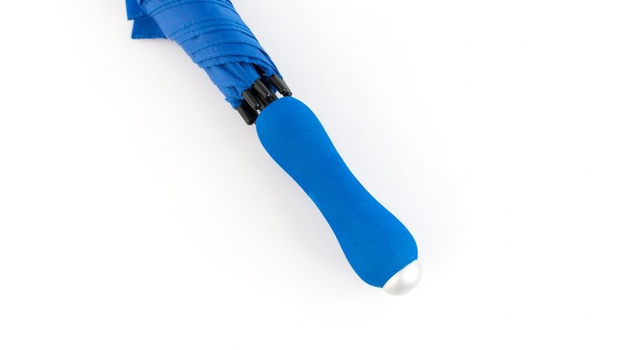 Paraguas personalizado con funda bandolera mango azul