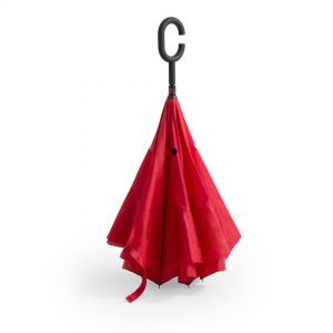 Paraguas personalizado reversible ergonómico rojo cerrado