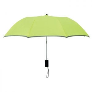 Paraguas plegable reflectante verde fluorescente abierto