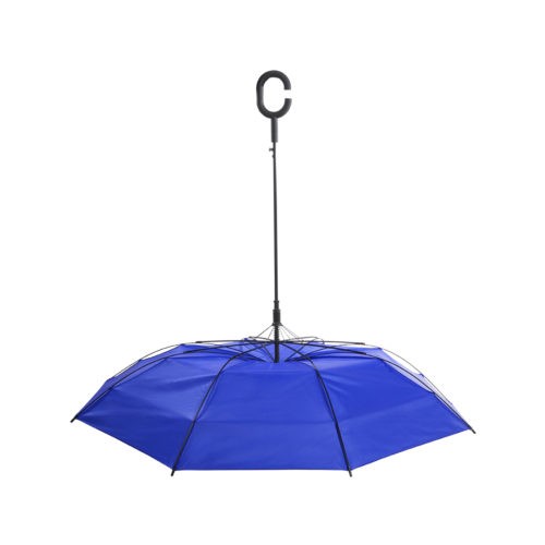 Paraguas antiviento manos libres azul abierto