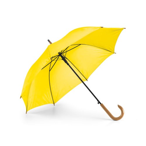 Paraguas automático mango curvo madera amarillo
