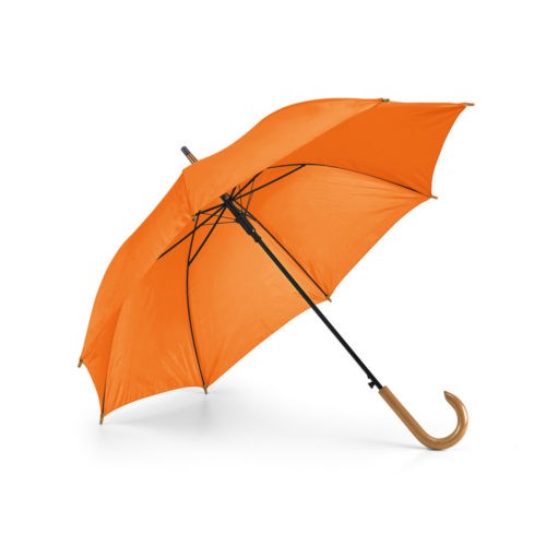 Paraguas automático mango curvo madera naranja