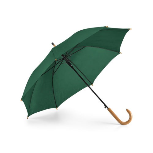 Paraguas automático mango curvo madera verde