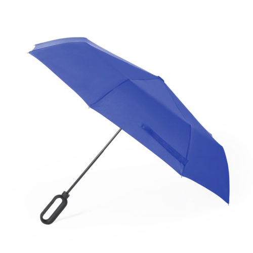 Paraguas plegable personalizado mango mosquetón azul