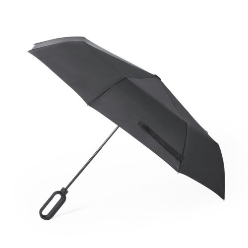 Paraguas plegable personalizado mango mosquetón negro