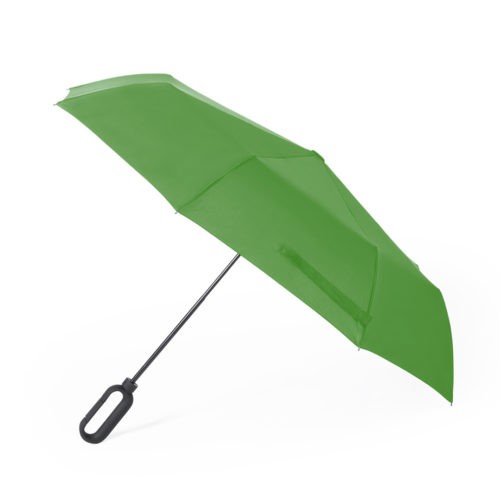 Paraguas plegable personalizado mango mosquetón verde
