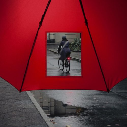 Paraguas personalizado de seguridad con ventana transparente rojo