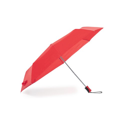 Paraguas plegable con cubierta, mango y funda en rojo