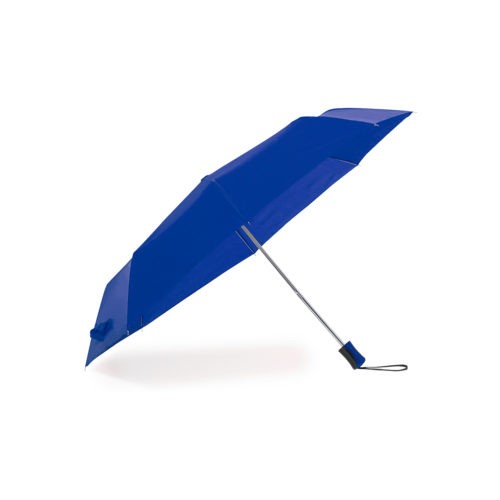 Paraguas plegable con cubierta, mango y funda en azul royal